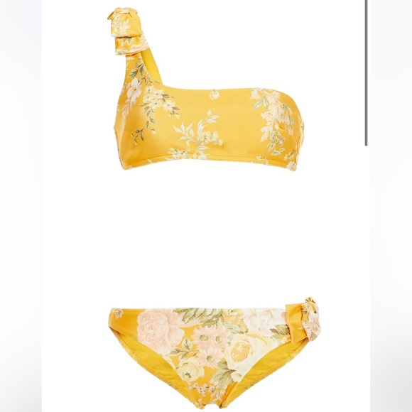 Zimmerman one shoulder floral print bikini